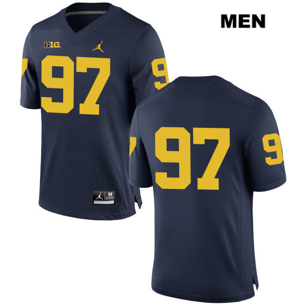 Men's NCAA Michigan Wolverines Ron Johnson #97 No Name Navy Jordan Brand Authentic Stitched Football College Jersey ZY25G41IK